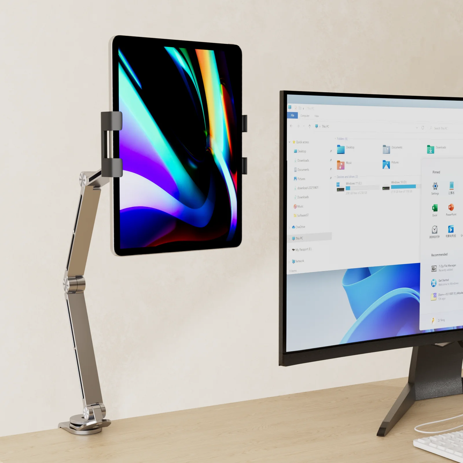 3 Rod Tablet Stand with 360 Rotation and Adjustable Angles Compatible With Tablets Phones and Laptops Portable and Foldable image 2