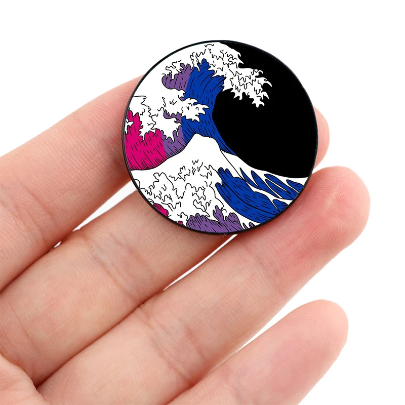 Asexual pride wave Pin Custom cute Brooches Shirt Lapel teacher tote Bag backpacks Badge Cartoon gift brooches pins for women