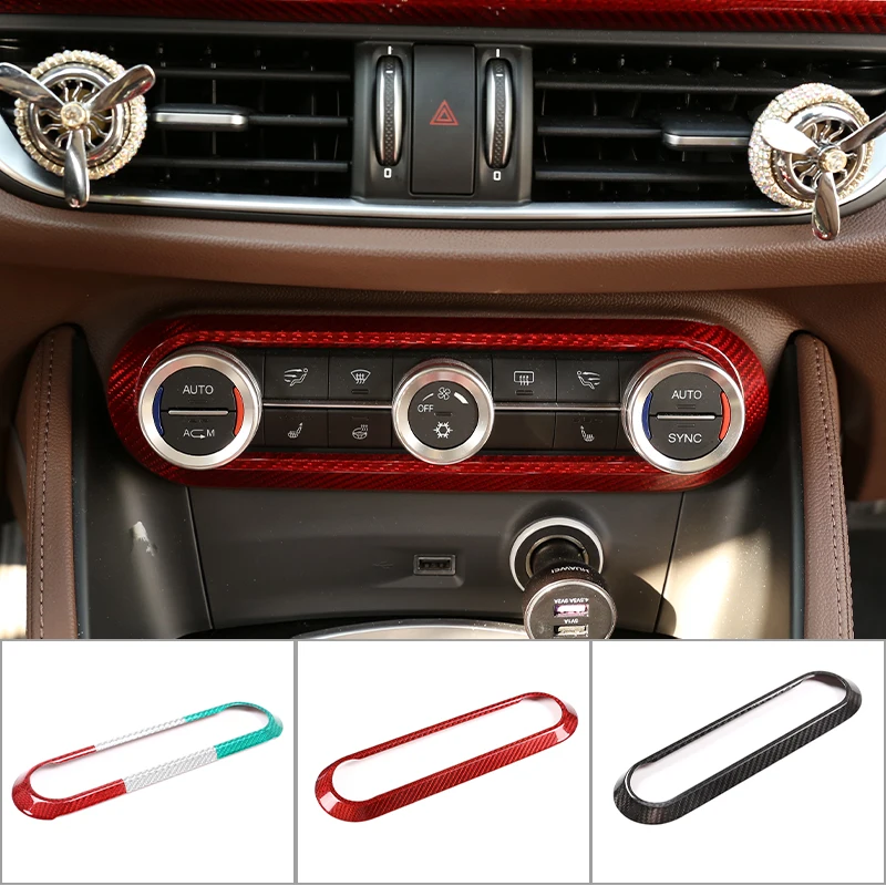 

Real Carbon Fiber Car Center Air Conditioning Adjustment Frame Trim Stickers For Alfa Romeo Stelvio Giulia 2017-2019 Accessories