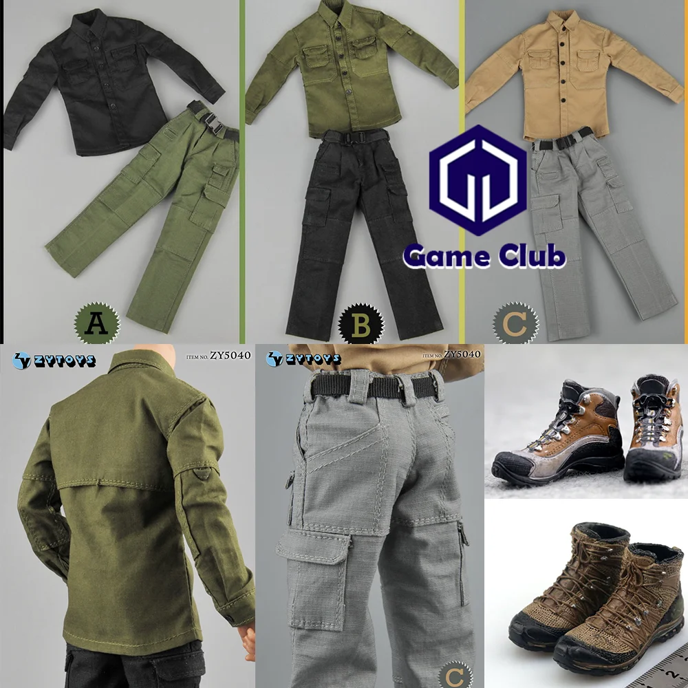 ZYTOYS ZY5040 1/6 Mature Male Soldier Tactical Pocket Shirts Cargo Pants Combat Boots Civilian Clothes For 12