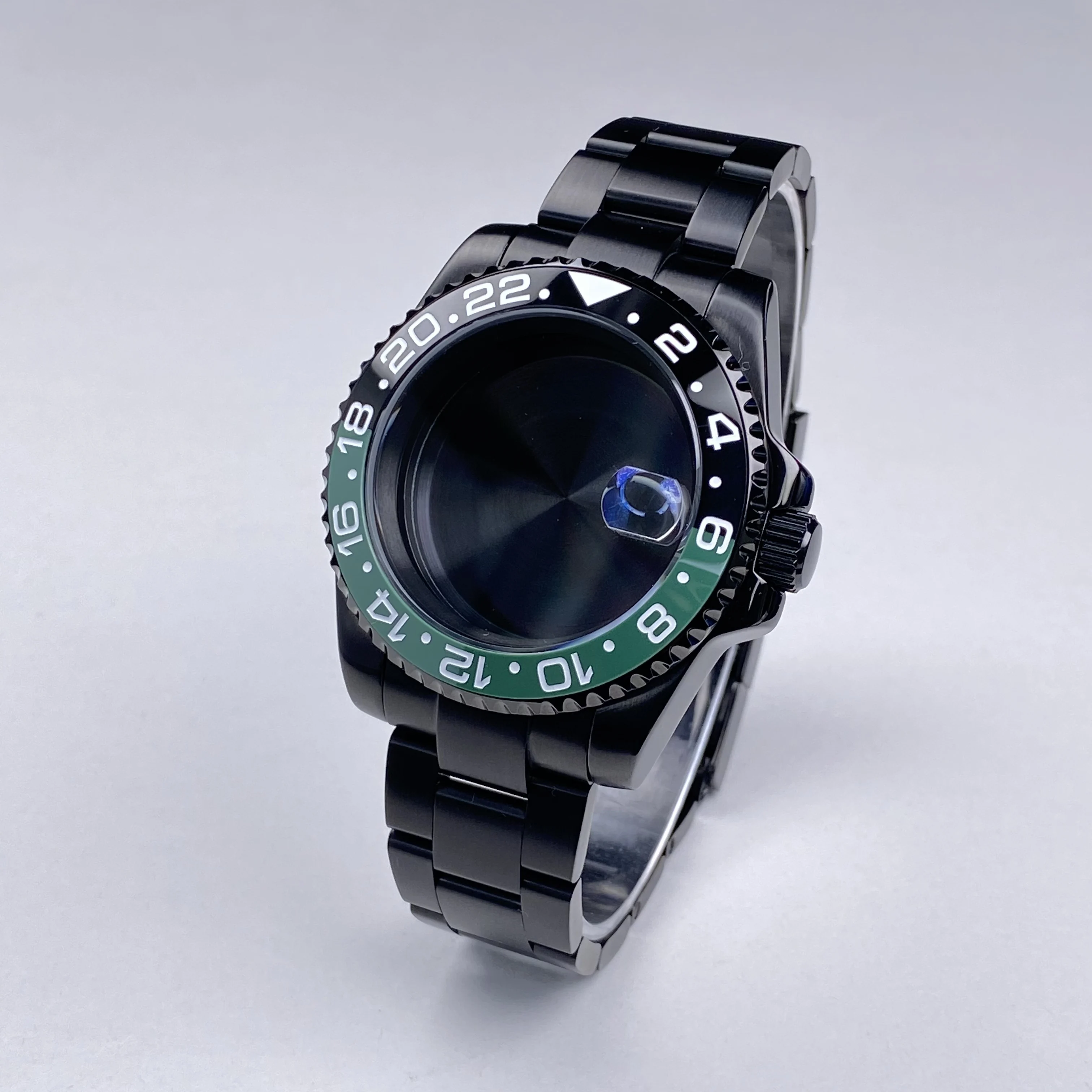 Cassa per orologio NH35 nera 40mm di alta qualità 100m impermeabile in acciaio inossidabile vetro zaffiro adatto al movimento nh34 nh35 nh36 quadrante da 28,5 mm