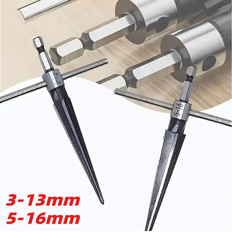 

Round Shank 5-16mm Cone Reamer 3-13mm Woodworking Board Chamfer Opening and Expanding Hole Woodworking Tools