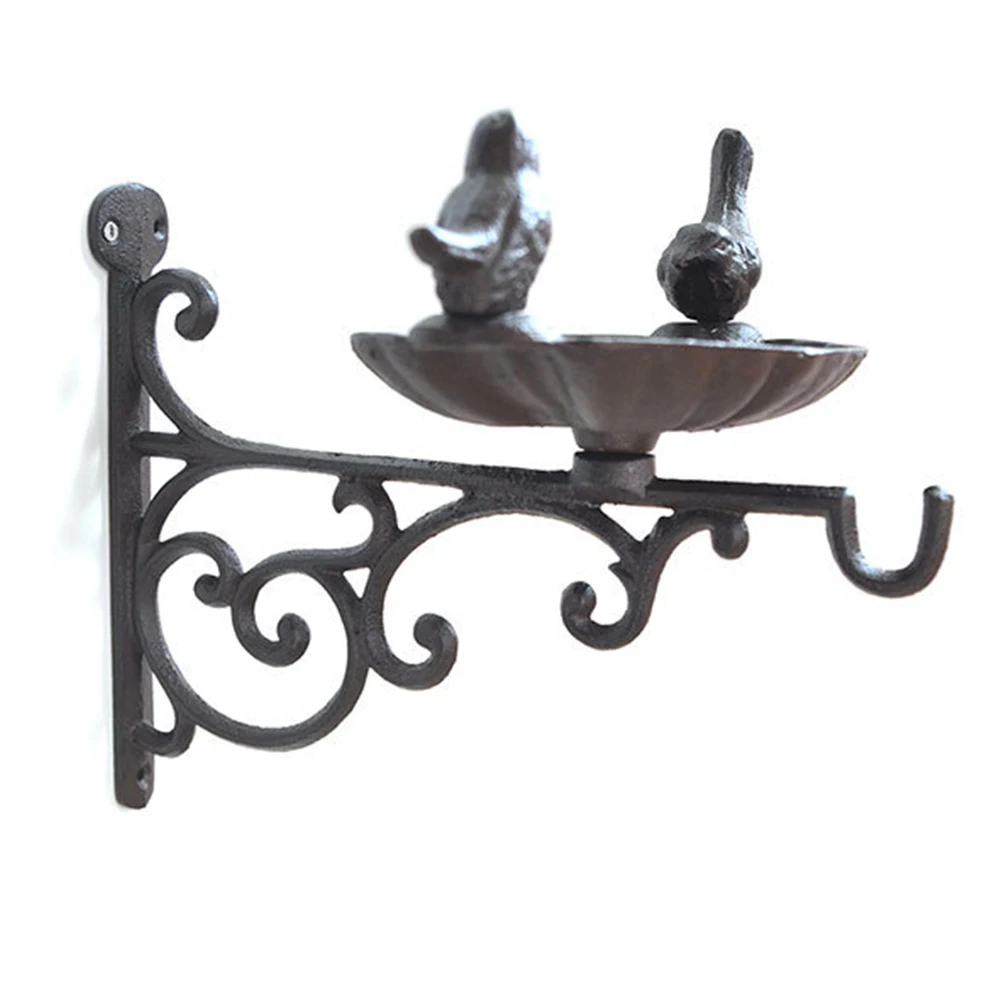 Birds Bath/Feeder Cast with Wall Bracket Cast Iron Mounted Heavy Duty Metal Plate Outdoor Garden Hanging Plate Decor Hook Rack