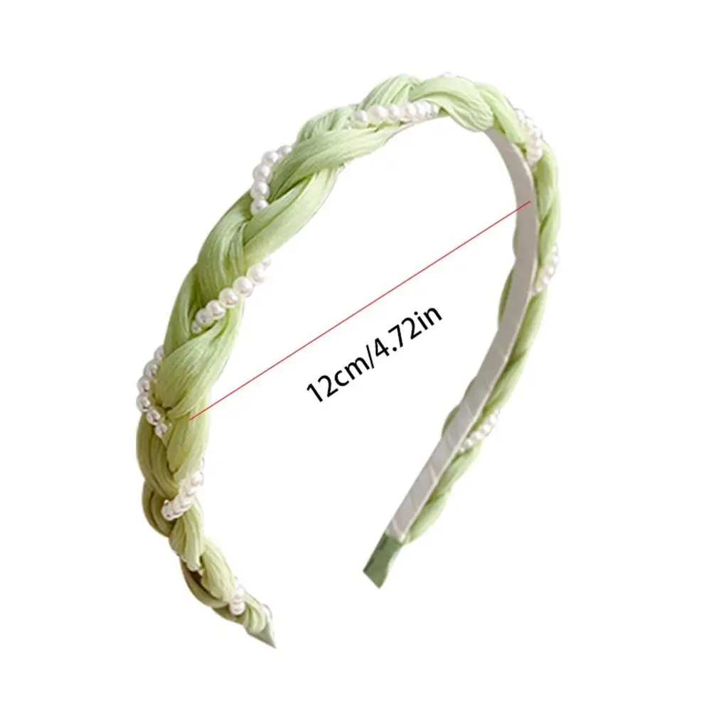 Sweet Pearls Headband Twist Weave Headbands for Women White Green Pearl Headband Makeup