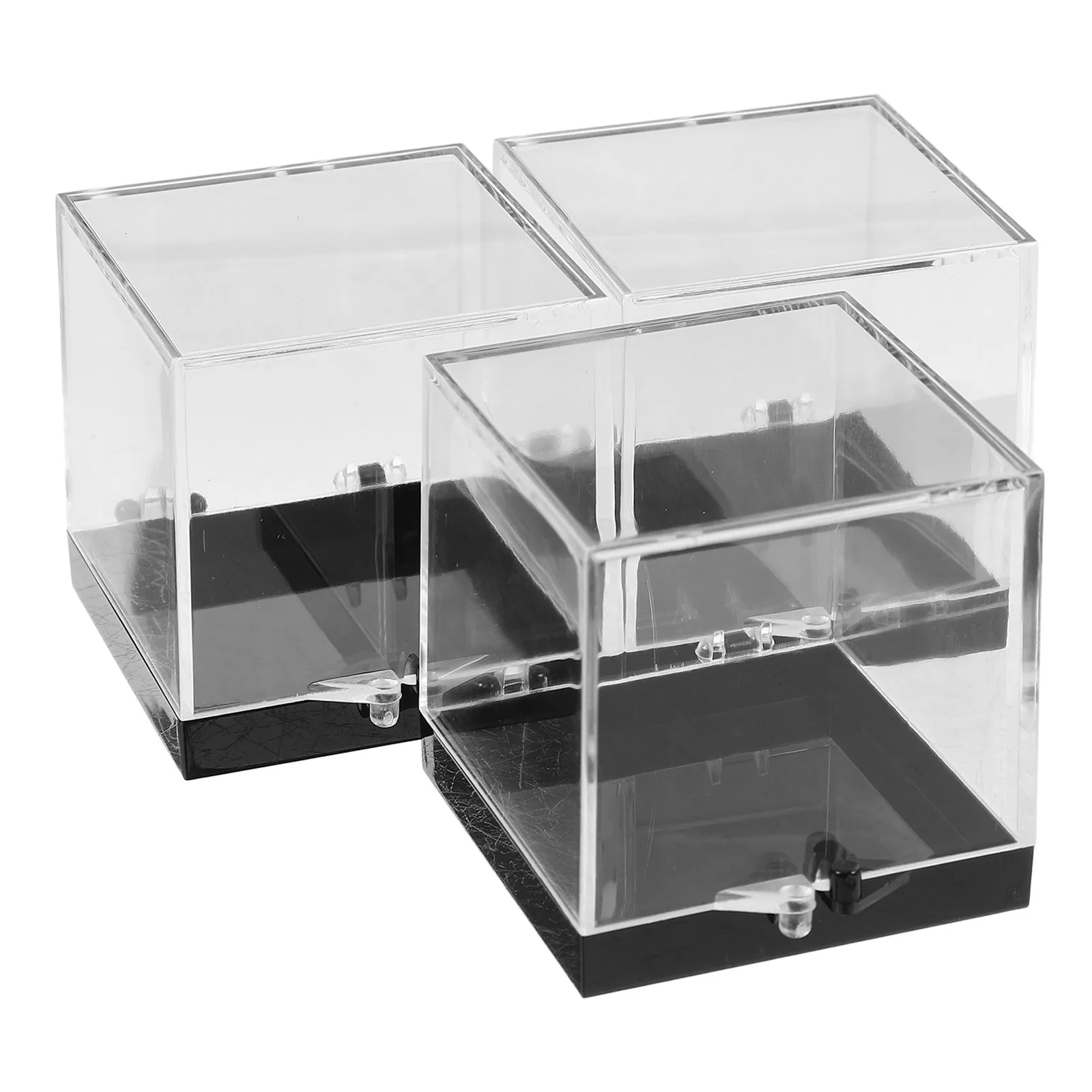 

3Pcs Transparent Jewelry Display Box Clear Plastic Specimen Case Protective Storage Cube Mineral Sample Display Organizer