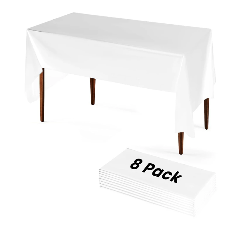N85R-8 упаковка пластиковая одноразовая скатерть 54 х 108 дюймов, прямоугольная скатерть, скатерть для обеденного стола для вечеринок, кемпинга