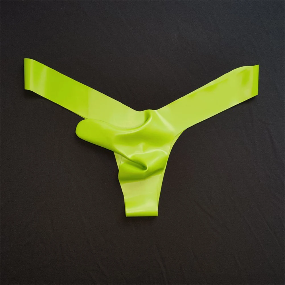 Mens Latex Underwear Rubber Lingerie Solid Color T-Back Elephant Nose Thongs Briefs Nightwear Safety Panties Underpants Classic