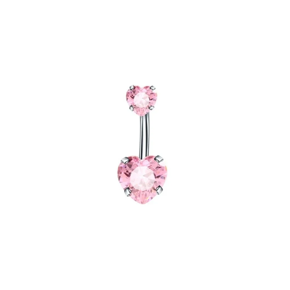 Shiny Internal Thread Belly Button Rings Stainless Steel Heart Belly Piercing Crystal Silver Navel Rings Women