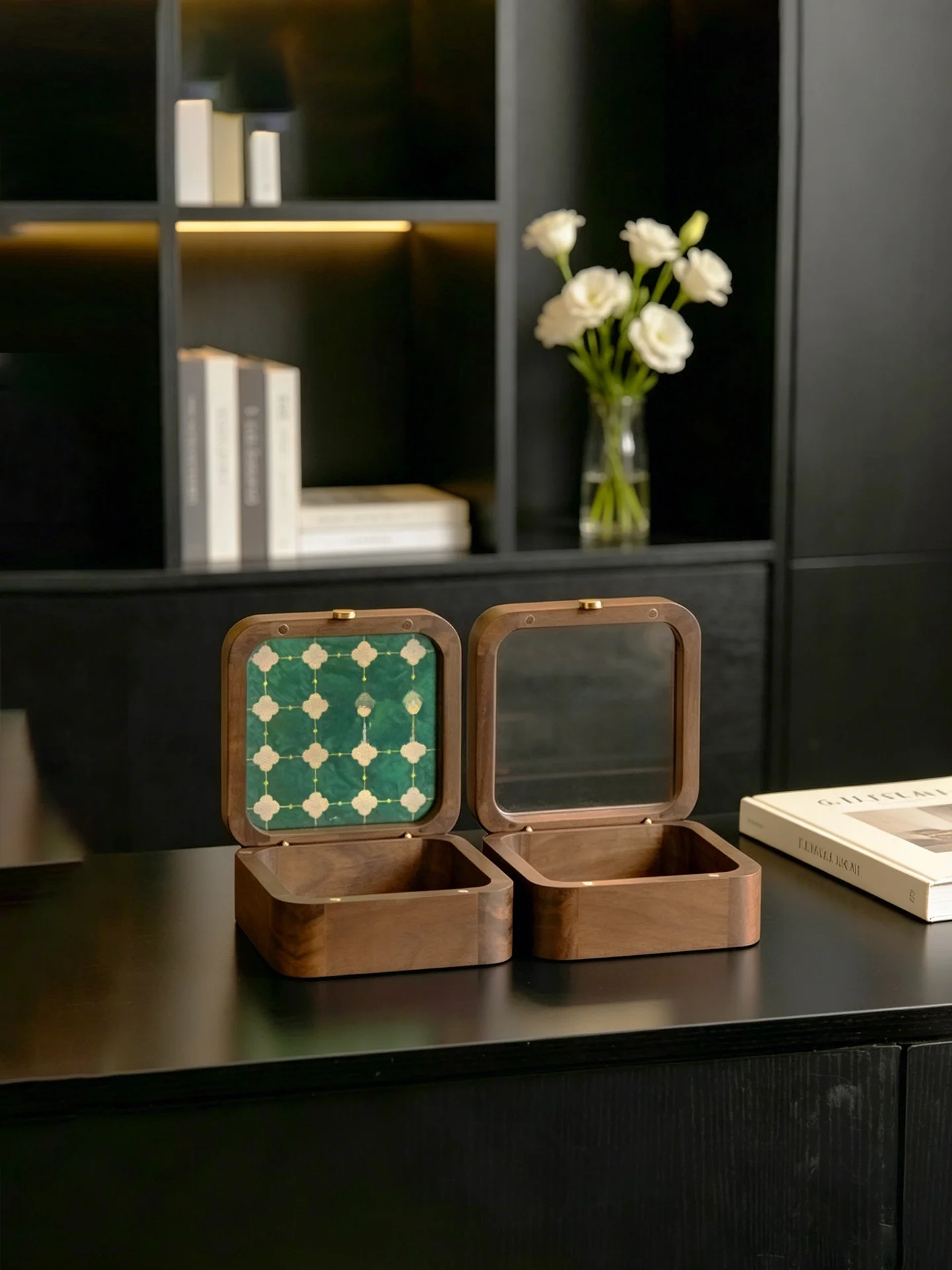 Black Walnut Wooden Beads Storage Box Creative Design Square Shape Small Jewelry Box for Nuts And Beads Accessories Storage