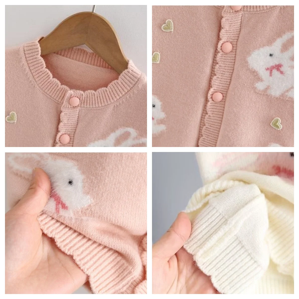 Gestrickte Weste für Mädchen, Herbst/Winter, süßes Design, für Kleinkinder, mit Cartoon-Kaninchenmuster, neue ärmellose Strickjacke für Kinder. – Detail 7