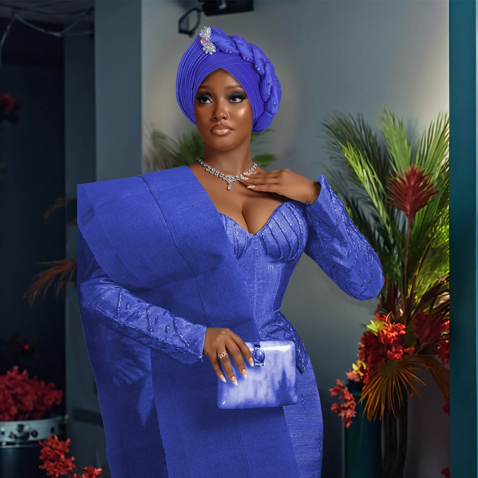 

Diamonds Turban Cap Women African Auto Gele Headtie Aso Oke Nigeria Wedding Geles Party Headgear Bonnet Muslim Hijab Head Wrap