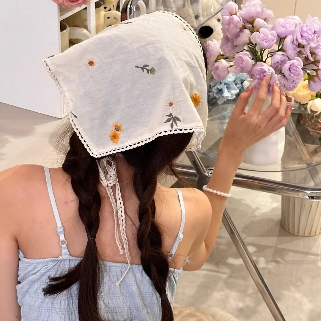 

Printing Triangle Scarf Flower Hair Bands Turban Bandana Headbands for Women Sweet Retro Head Warps Hair Accessories