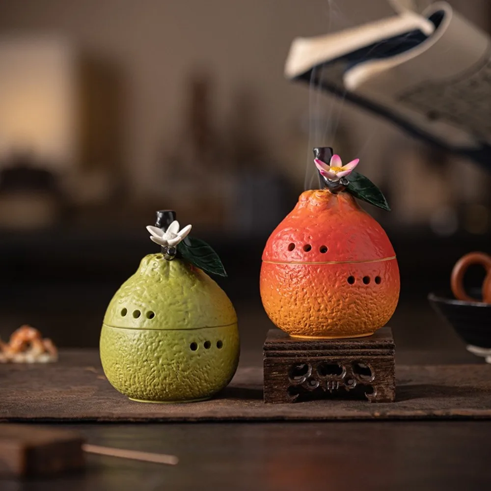 

Exquisite Ceramic Incense Burners Portable Handcrafted Fruit Shaped Incense Burners Decorative Mini Meditation Incense Burners