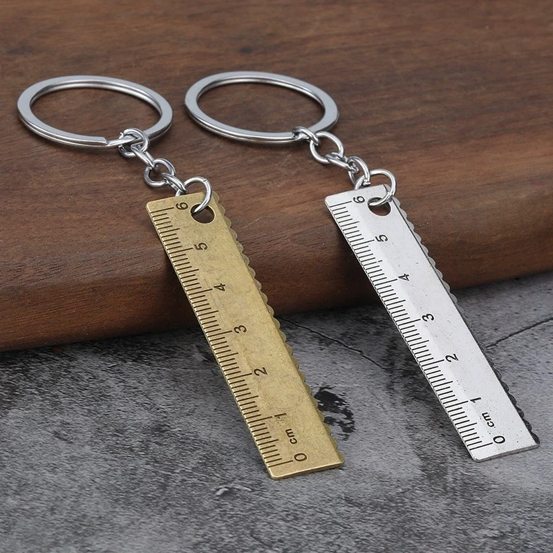 Mini Portable Metal Keychain Ruler 6cm Scale Practical Small Tool Pendant Jewelry Measurement Keyring