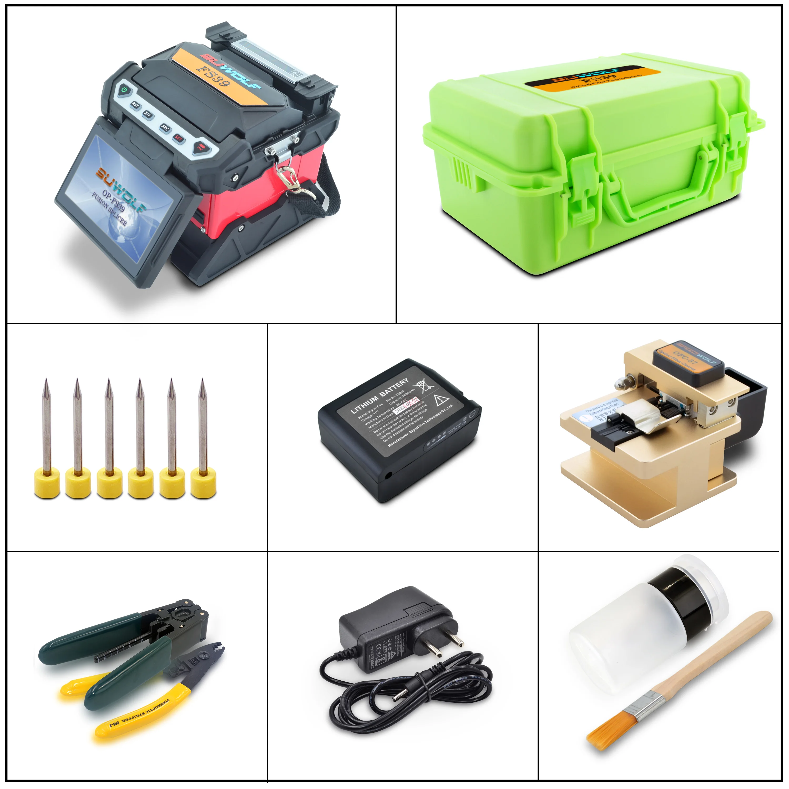 SUWOLF 4.3 "شاشة LCD تعمل باللمس عالية الدقة آلة ربط الألياف البصرية لألياف SM، MM، NZ-DS، EDF مع الألياف الضوئية