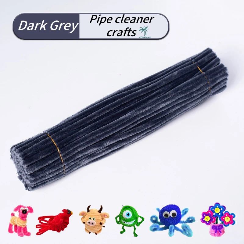 100-delige pijpreinigers chenille-steel, effen kleur pijpreinigers set voor pijpreinigers doe-het-zelf kunst ambachten decoraties