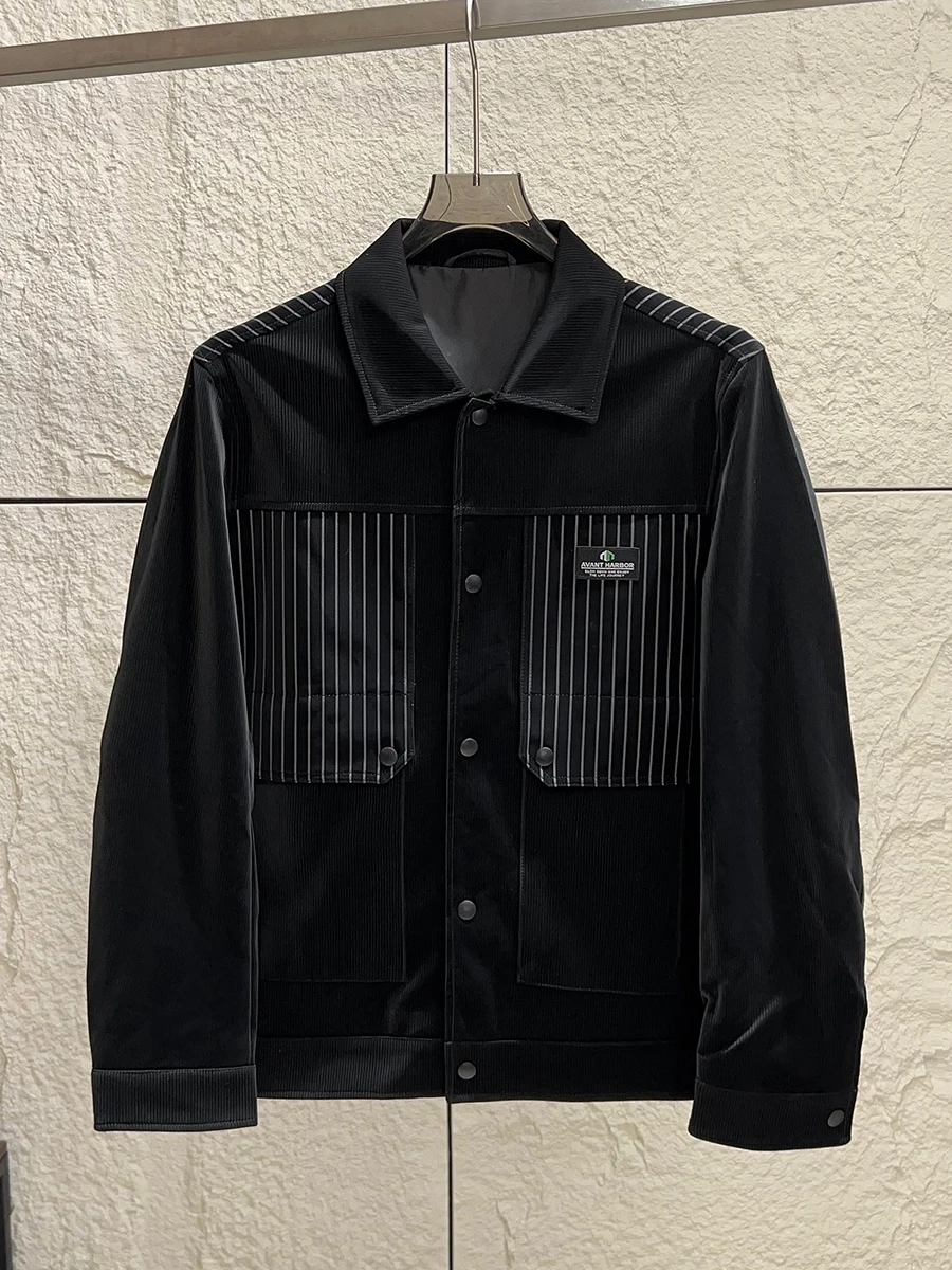 

Men's Casual Fashionable Collared Jacket Autumn Winter Polyester Fiber Standard Fit Three-Proof Coating Fabric Long Sleeve Ou...