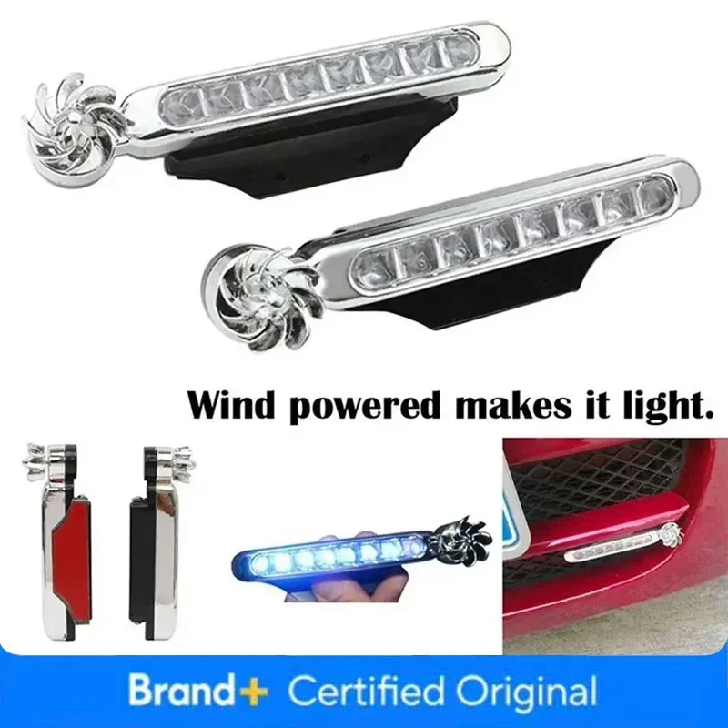 

2/1 шт. автомобильные светодиодные дневные ходовые огни с ветровым питанием, вспомогательное освещение, вращающийся вентилятор, автомобильные фары дневного времени, светодиодные фонари