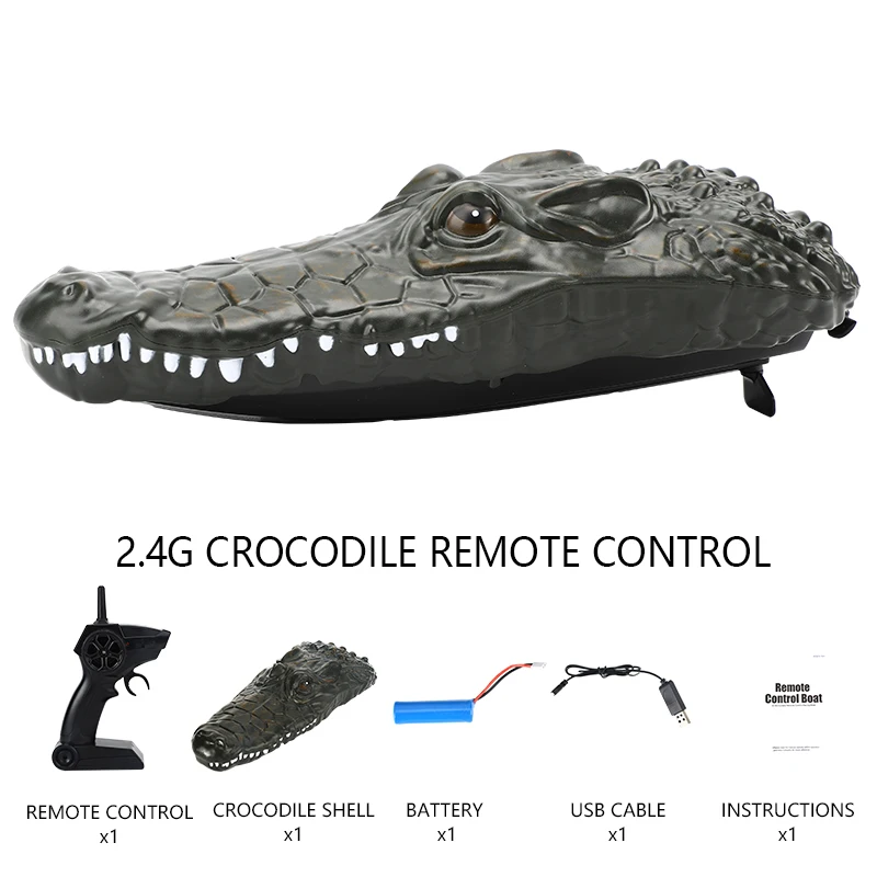 Crocodile Rc Boat 2In1 Ship Simulation Animal Waterproof Remote Control Alligator Electric Summer Water Pool Toys Gift for Kids