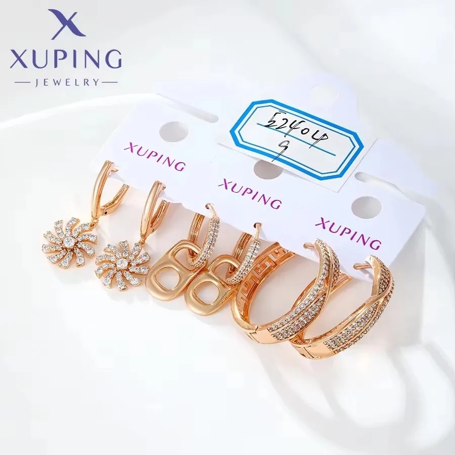 Xuping Jewelry Trendy Promotion Mixed Pulsera Bracelets Earring Group Copper Alloy Gold Color Plated Charm Bracelets for Women