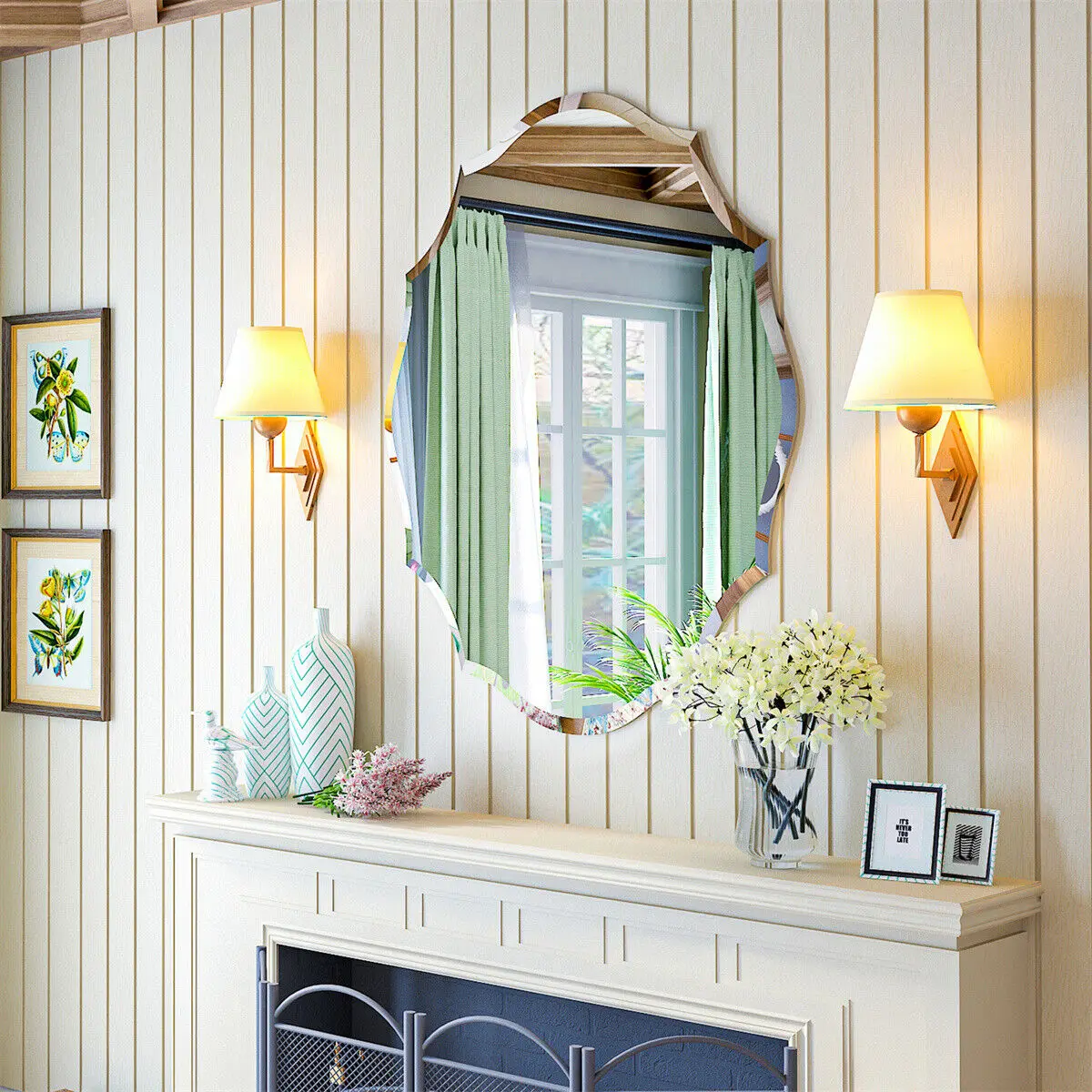 Home Decorative Art Design HD Mirror LUVODI Frameless Wall Mirror  with Beveled Edge