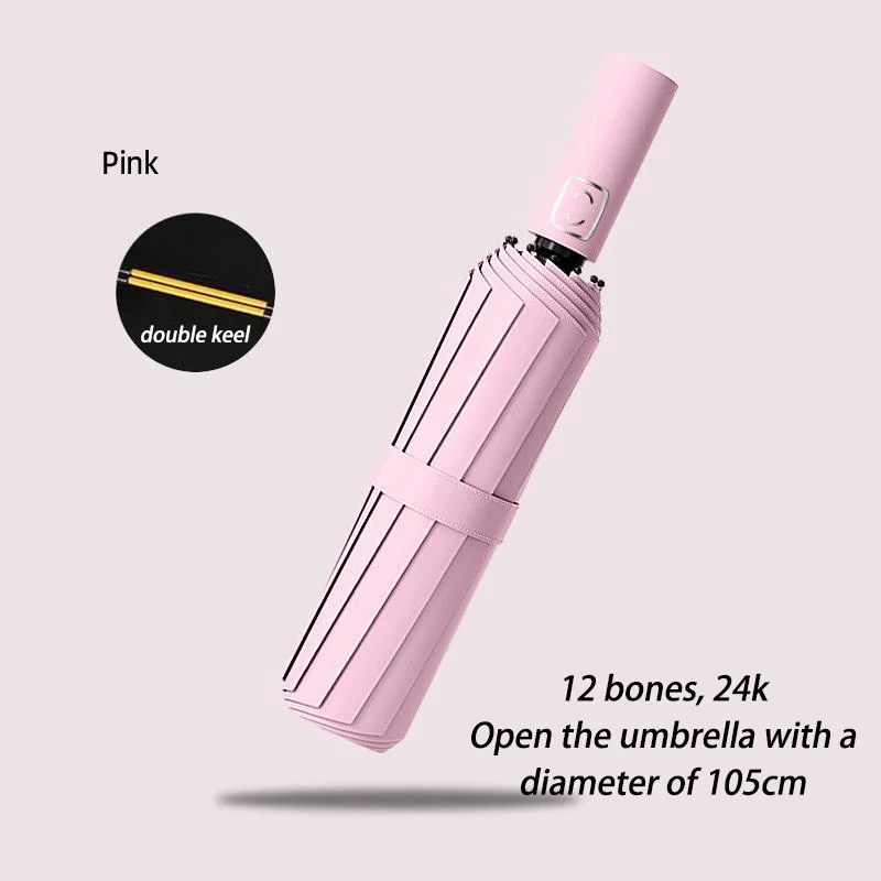 Umbrella 24 Ribs Auto Open Close Windproof UV Protection Compact Folding Sun Rain Dual Use Men Women Outdoor Travel Lightweight