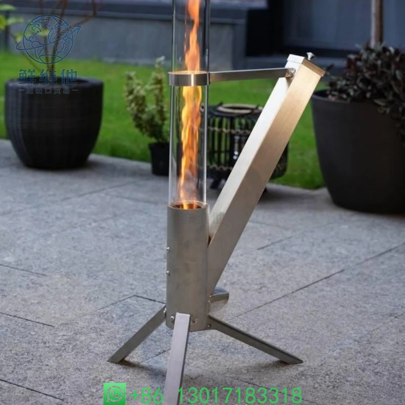 

Rocket Stove Portable Stainless Steel Glass Heater Home Camping Warm Pellet Burner All-in-One Outdoor