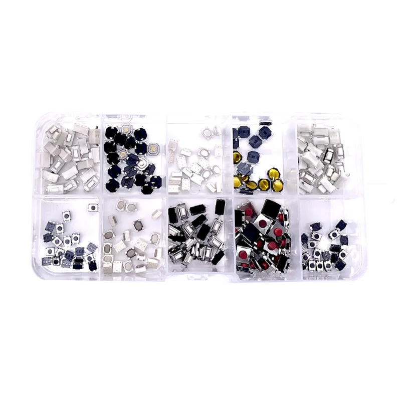 100/200/250 قطعة 10 أنواع دائم سيارة التحكم عن بعد اللوحي Actile مفتاح بـزر دفع مفاتيح السيارة زر اللمس Microswitch مع صندوق