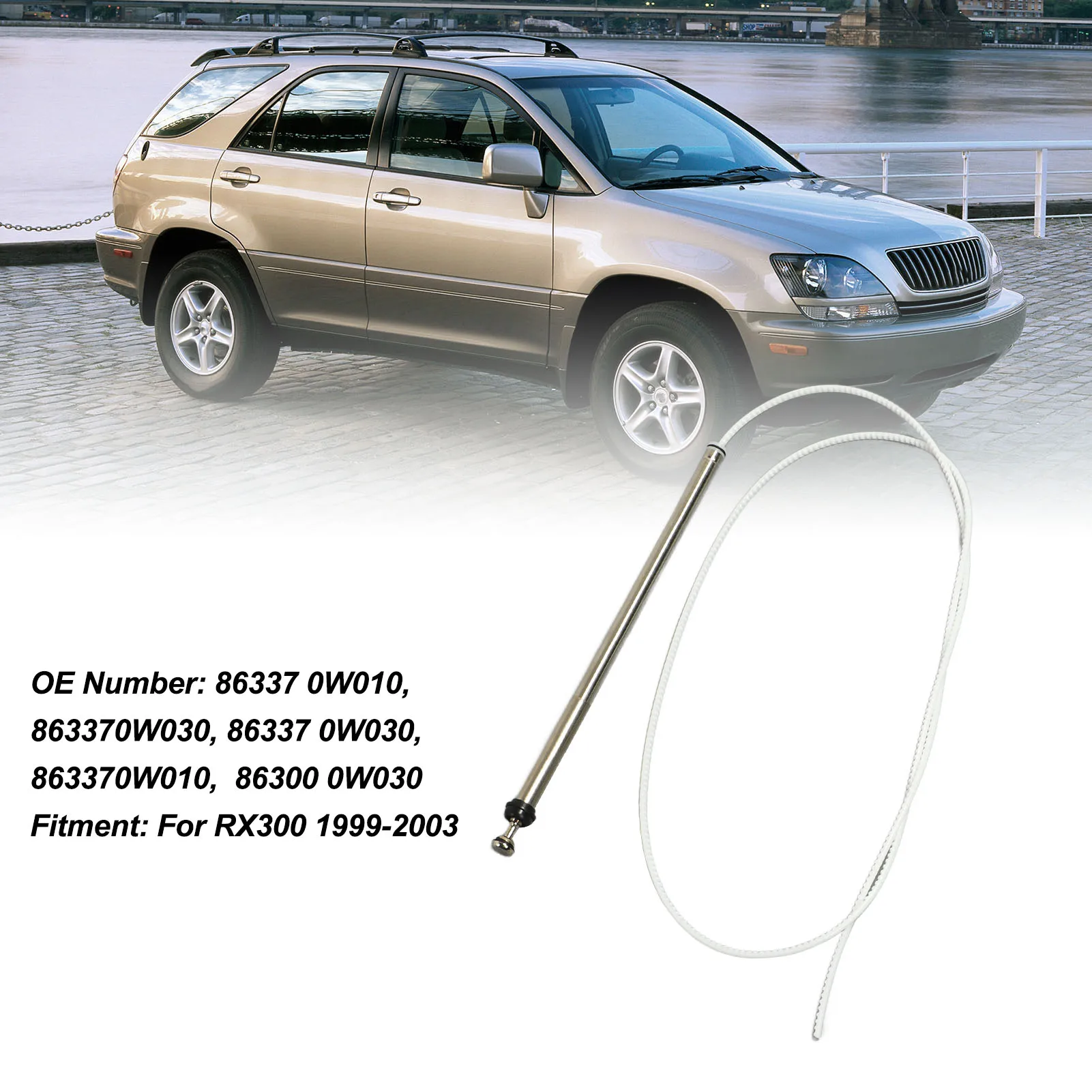 Car Antenna Mast 863370W030 Stylish Stable Signal Reception Rugged Power Antenna Mast with Cable For LEXUS RX300 1999-2003
