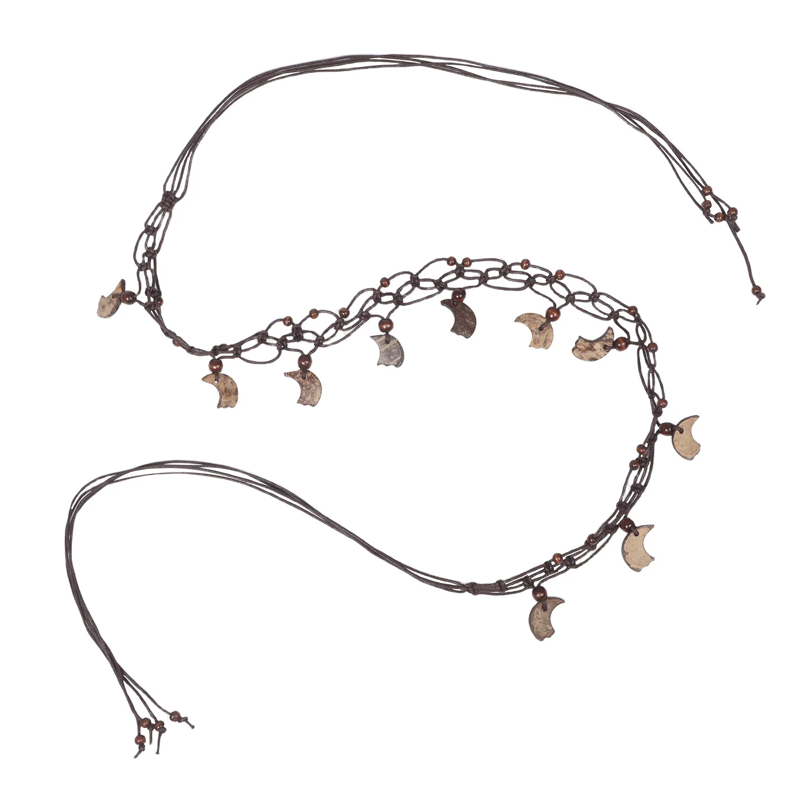 

Boho Braided Woven Coconut Shell Waist Belt Handmade Adjustable Ethnic Style Women Dress Casual Fashion Waistline Belt