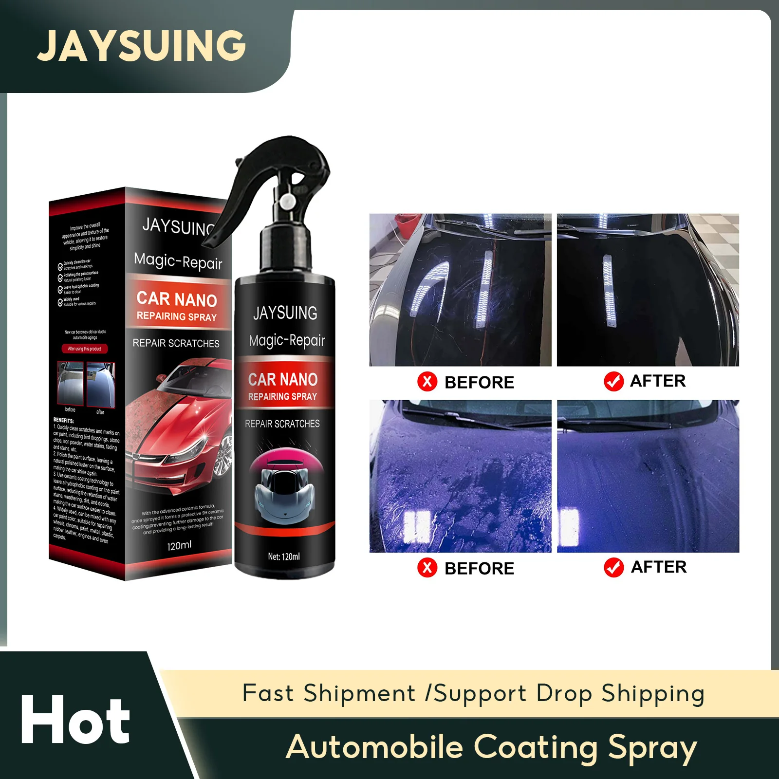 Car Nano Repairing Spray Auto Ceramic Coating Agent Hydrophobic Layer Polishing Paint Scratch Removal Repair Car Cleaning Tool