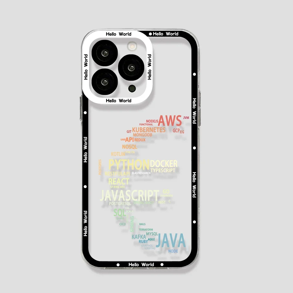 Cartoon Programmer Phone Case For iPhone 15 14 13 12 Mini 11 Pro Max X XR XS 6 7 8 SE 2020 Plus Soft Silicone Transparent Cover