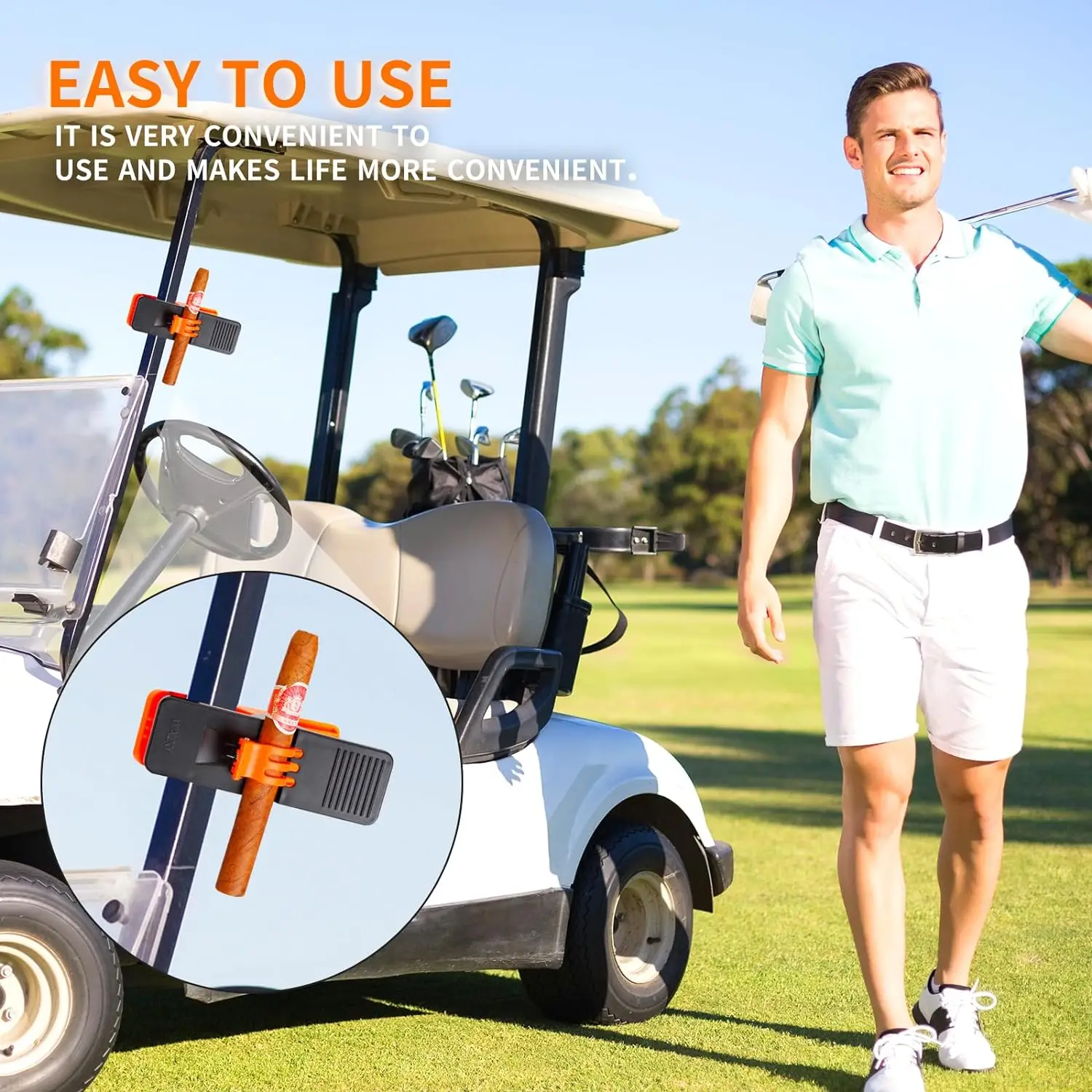 Multifunctional Cigar Holder, Golf Cigarette Cigar Clip Holder, Used for Golf Cart Bag, Portable Cigar clip, Cigarette Holder
