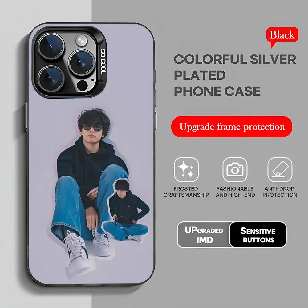 V Singer Kim Tae-hyung MINISO Phone BLACK Popular In Korea Wholesale Case For IPhone 16 15 14 13 12 Pro XR Shockproof Color Cov