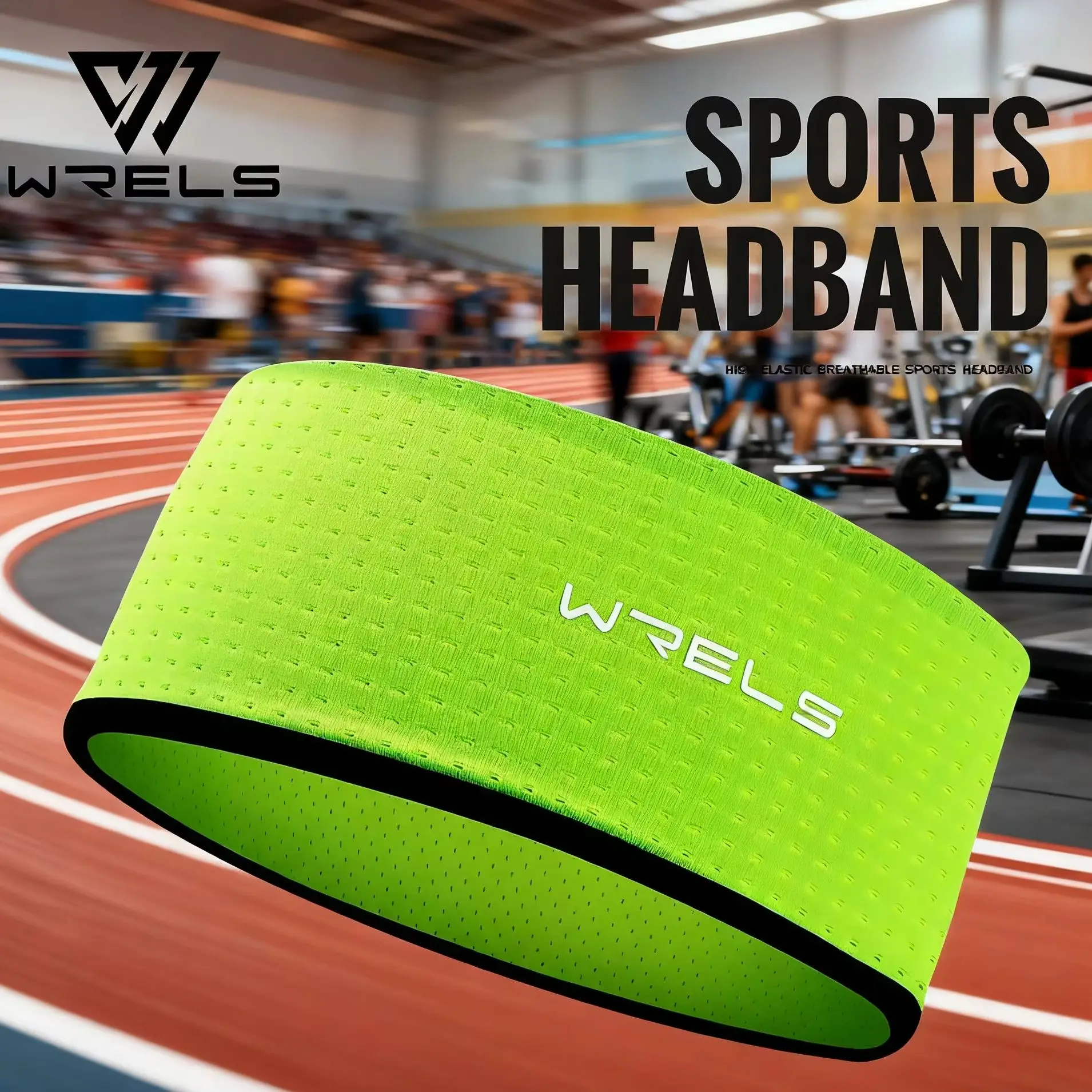 WRELS Sports Headband Sweatband Elastic Gym Fitness Running Basketball Yoga Breathable Quick Dry Absorbent Wide Hairband Unisex