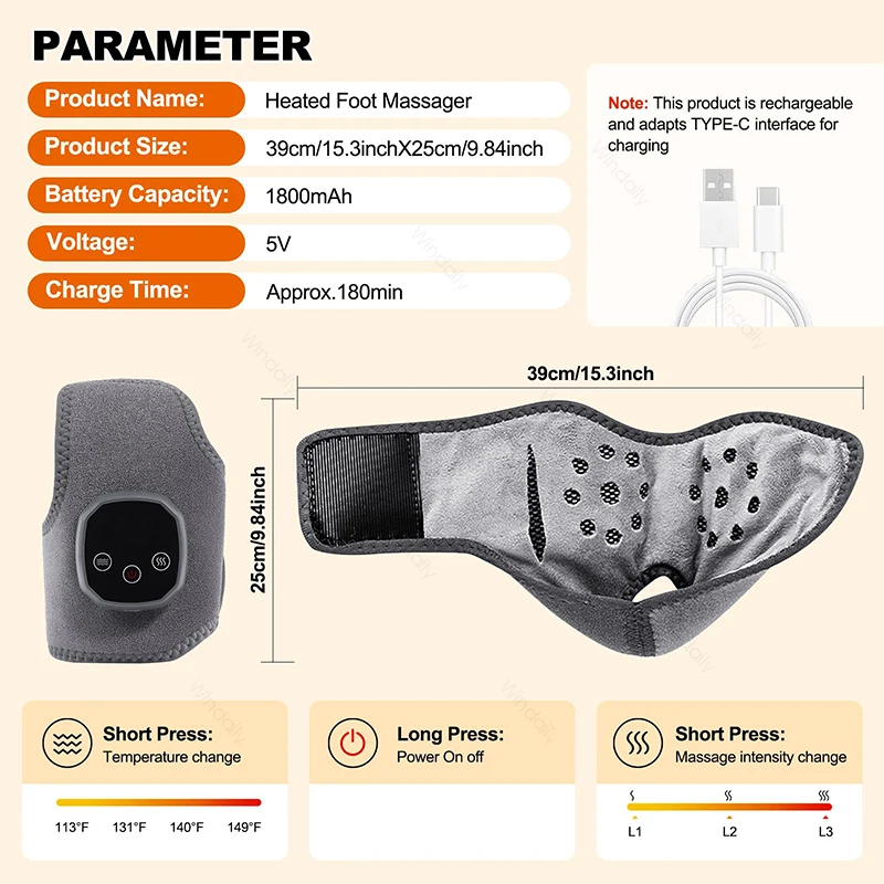 2026 New Electric Cordless Ankle Massager Hot Compress Ankle Foot Brace Wrap Warmer Wrist Tenosynovitis Vibration Relaxation 5