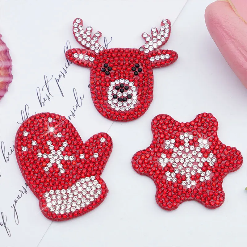 10 Stück Weihnachts-Diamantmuster Schneemann Rentier Aufnäher für Kleidung Tasche Schuh-Serie Bestseller Stickerei-Aufnäher – Detail 4