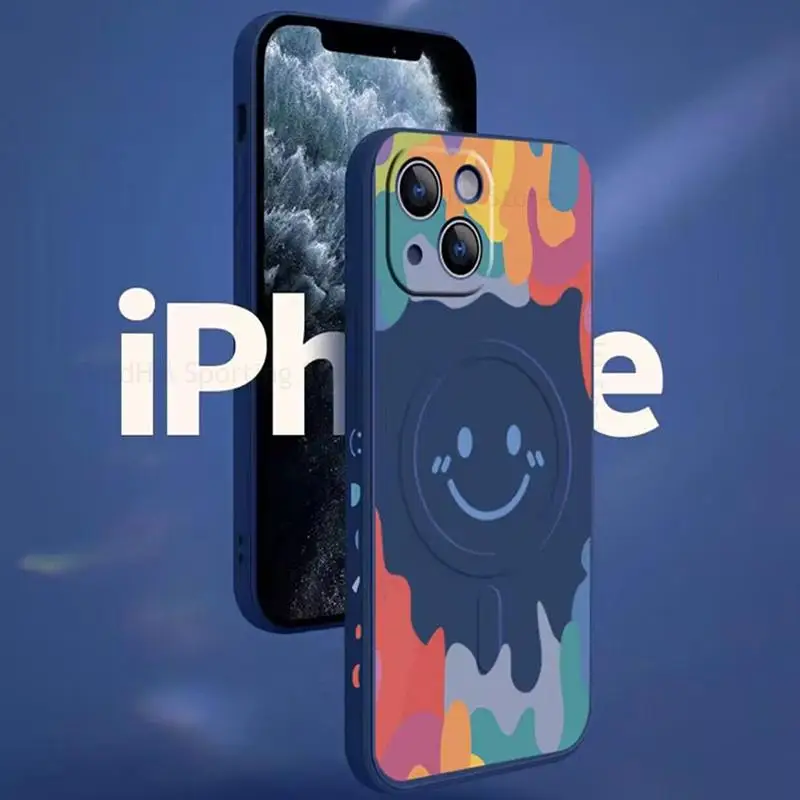

Fundas For iPhone 17 Pro Max Graffiti Smile Magsafing Cover For Apple 16e 17 Air 14 13 16 15 Plus For Magsafe Silicone Soft Case