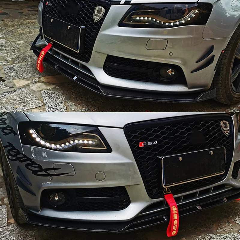 For Audi A3 A4 A6 S3 S4 S6 Q3 B6 B7 B8 Sedan Bodykit Car Universal Front Bumper Lip Chin Spoiler Splitter Diffuser Accessories