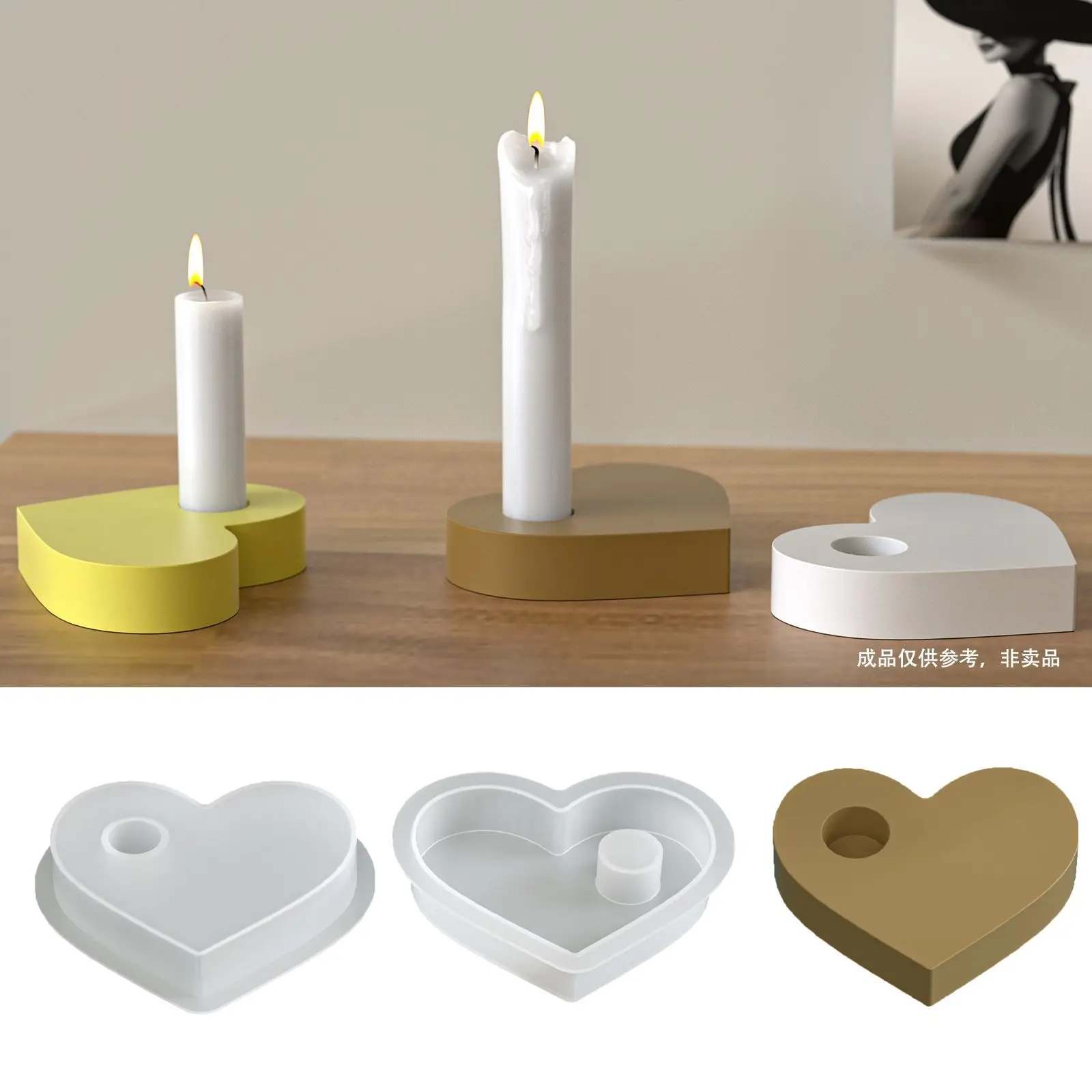 

New Mould Aromatherapy Plaster Heart-Shaped Candle Holder Base Silicone Mold Home DIY Heart-Shaped Thin Candle Candlestick Molds