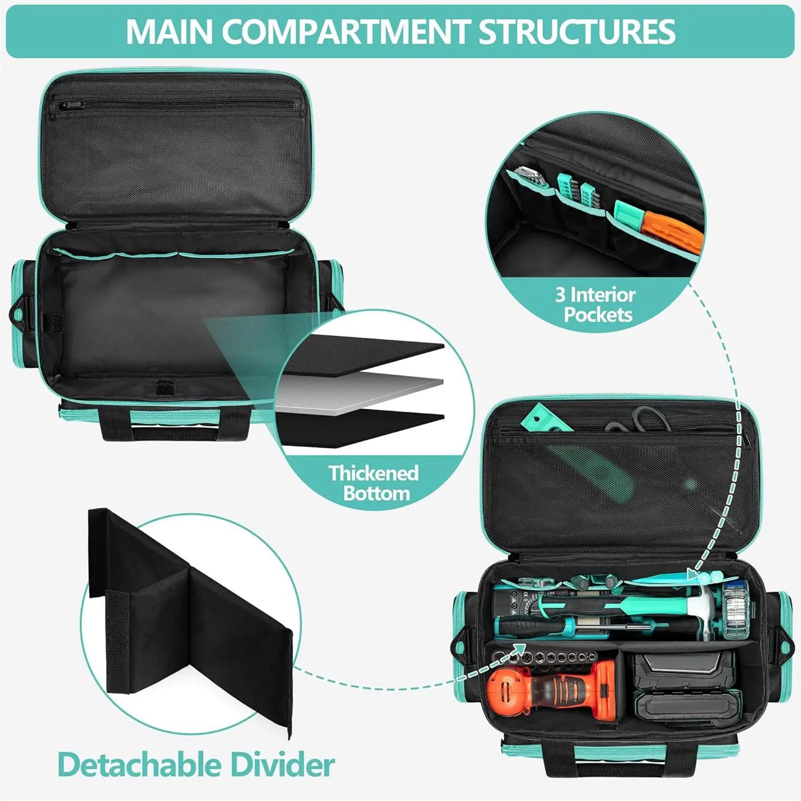 

Tool Bag Oxford Large Portable Storage Container Large Tool Bag For Electrician Carpenter Work Garden Dorm College Travel