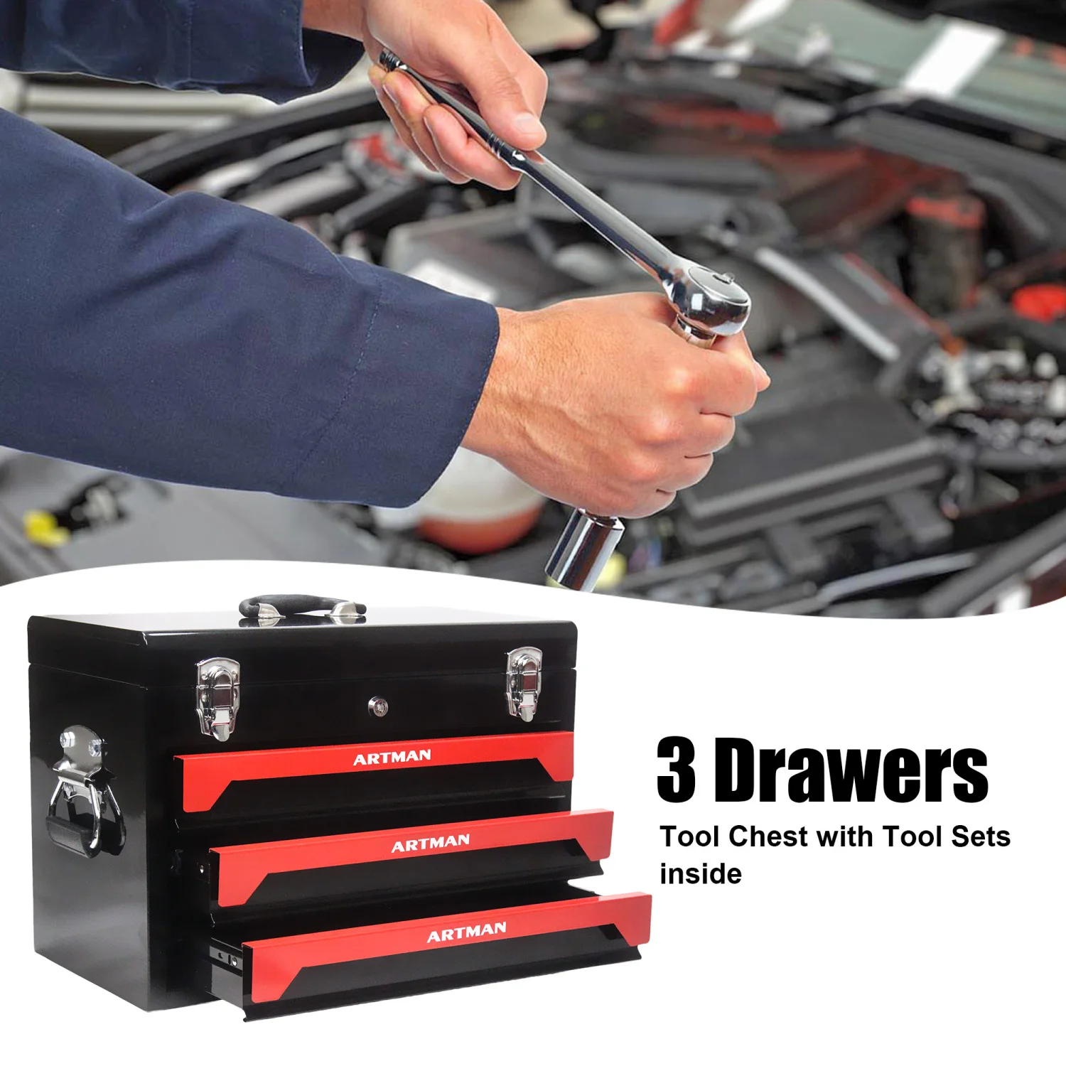 3 Drawer Tool Box Set - Essential Tools Included