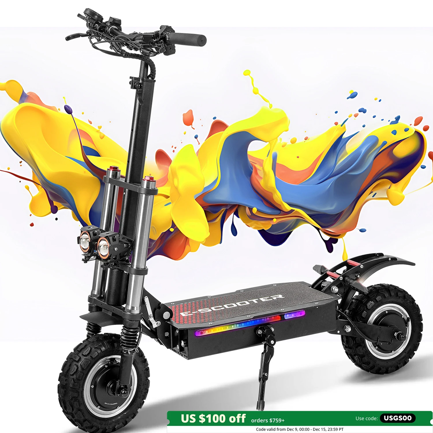 HEZZO Electric Scooter with Seat for Adults 50MPH 60V 6000W Dual Motors 11'' Escooter 38AH 62 Miles Long Range Electric Scooter