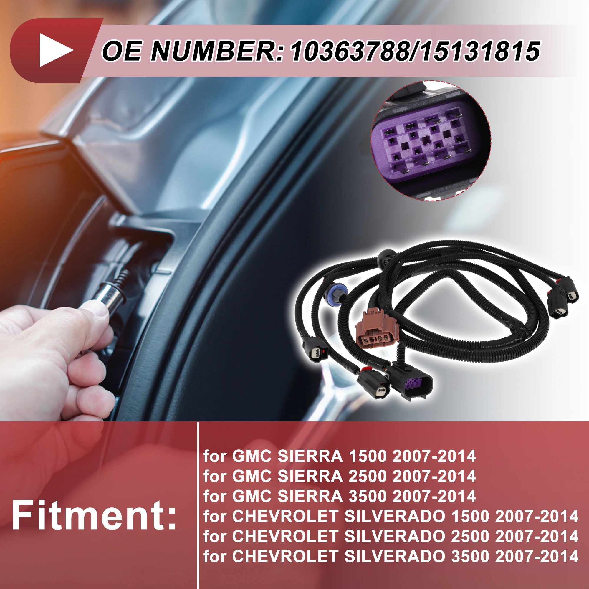 UXCELL License Plate Light Socket Wiring for GMC SIERRA 1500 No.10363788 Lamp Bulb Pigtail Connector Harness