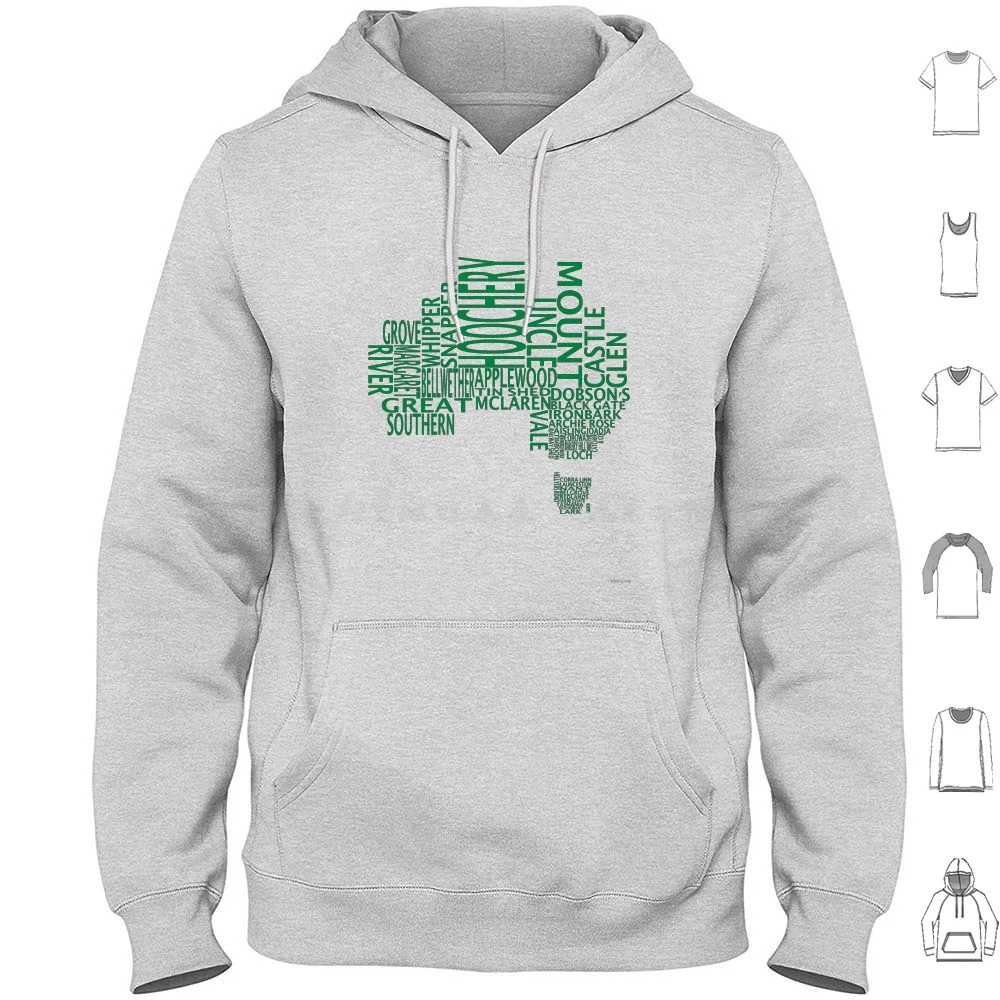 Australian Distilleries Map ( Green ) Hoodies Long Sleeve Typographical Map Australia Map Distillery Map Whisky Whiskey