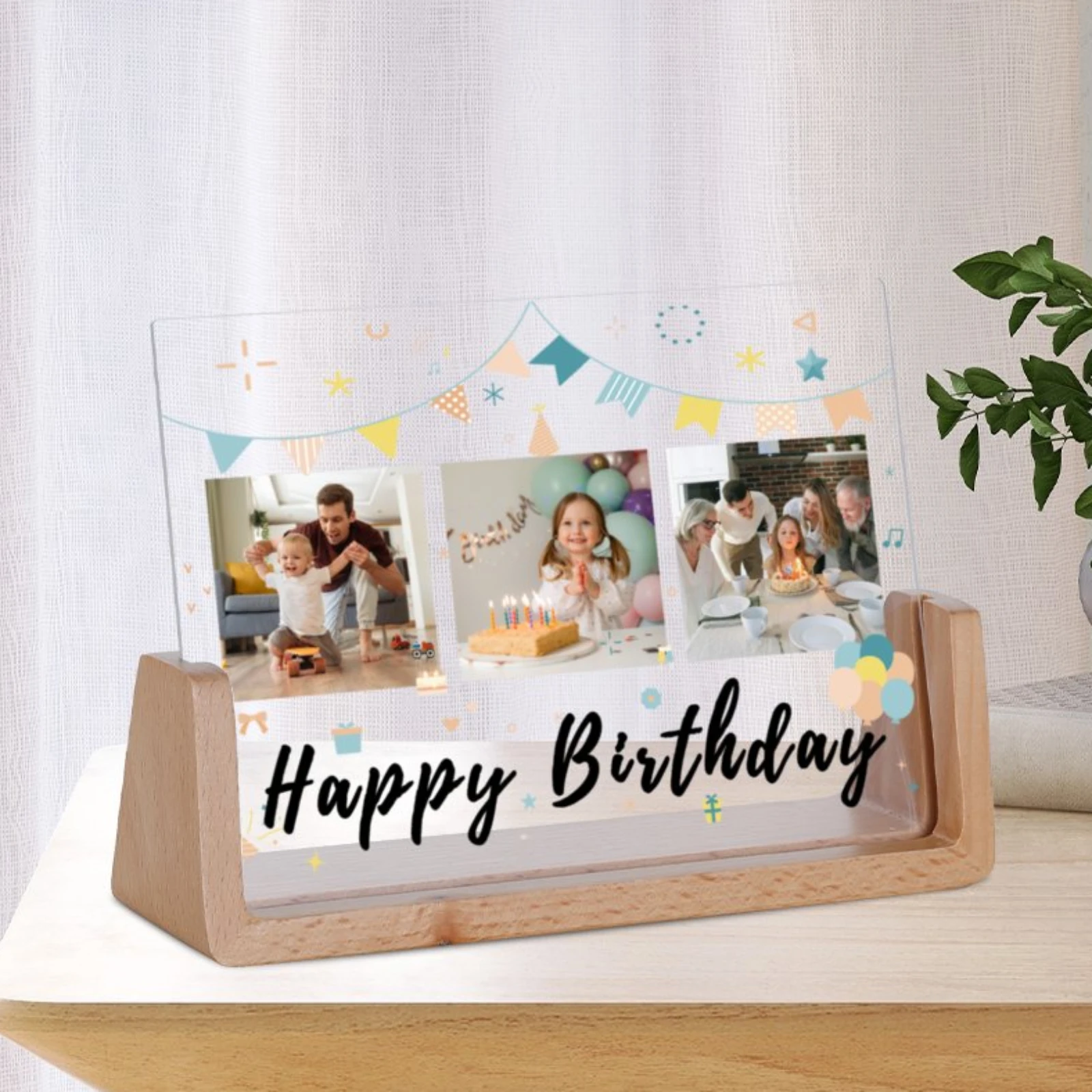 Personalized Birthday Gift Picture Frame for Son Daughter from Daddy Mommy 3 Photos Collage Frame Keepsake Bedroom Decoration