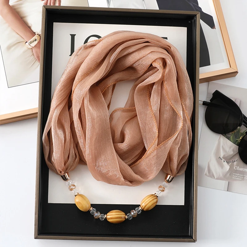 RUNMEIFA Solid color Jewelry Statement Necklace Pendant Scarf Women Bohemia Neckerchief  Foulard Femme Accessories Hijab Stores