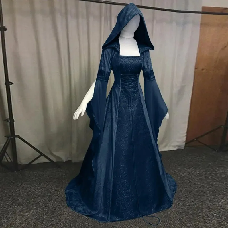 

COSda@Minimalist women's coswear, medieval retro style wedding dress, 4-color hooded waist tied dress cosplayCOSda@
