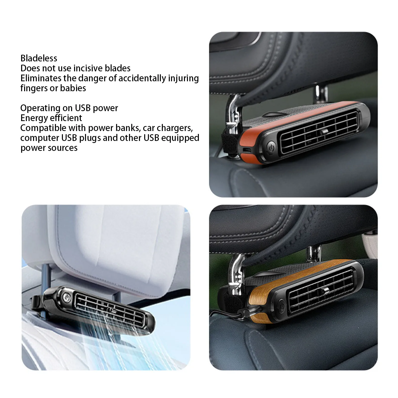 مروحة المقعد الخلفي للسيارة مروحة مقعد السيارة مروحة مقعد السيارة 3 سرعات الرياح منخفضة الضوضاء قوية مزدوجة التوربينات مروحة تبريد السيارة للمقعد الخلفي للمركبة