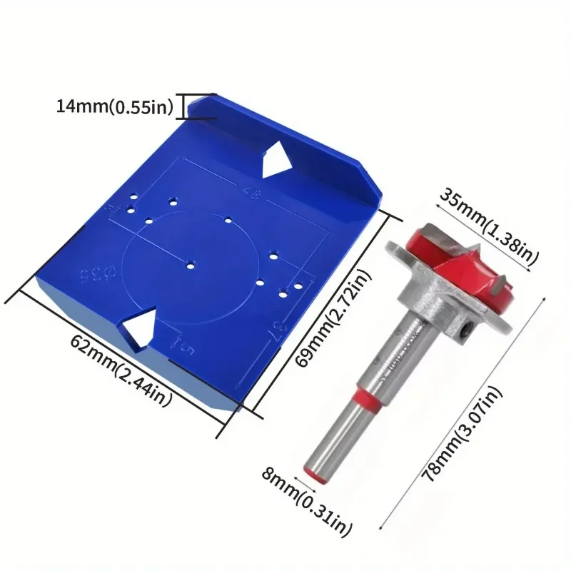 

Cabinet Door Hinge Installation Auxiliary Tool, 35/40mm Hinge Drilling Locator Punching Positioning Ruler Template for Carpentry